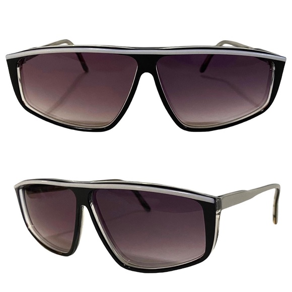 Vintage 1980’s Black and White Angular Sunglasses, amid Pixie, Deadstock, Unisex - Picture 1 of 4